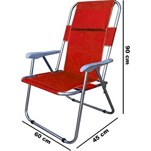 Bahçe Sandalyesi Kamp Koltuğu Yastıklı Plaj Sandalyesi Kırmızı 1029