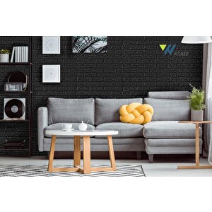 50x54 Cm ( 0,27 M²) Siyah Kendinden Yapışkanlı Duvar Kağıdı Esnek Köpük Panel 3d Tuğla Desen
