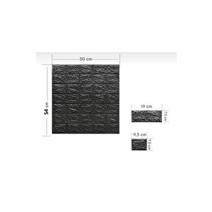 50x54 Cm ( 0,27 M²) Siyah Kendinden Yapışkanlı Duvar Kağıdı Esnek Köpük Panel 3d Tuğla Desen