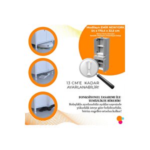 Emir Newyork 54 X 170,4 X 32,5 Cm Kapaklı Ve Çekmeceli Çok Amaçlı Banyo & Mutfak Dolabı