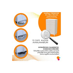 Soft 55 X 99,5 X 32,5 Cm Çift Çekmeceli Çok Amaçlı Banyo & Mutfak Dolabı