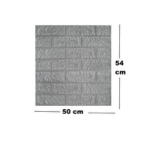 50x54 Cm 0,27 M²  Gri Silinebilir Kendinden Yapışkanlı Duvar Kağıdı Esnek Panel 3d Tuğla Desen