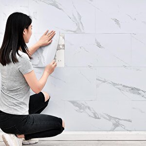 Bs1751 60x30cm Shiny Mermer Desenli  Yapışkanlı Karavan Prefabrik Banyo Duvar Kaplama Paneli