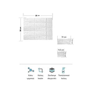 35x38cm Silinebilir Kendinden Yapışkanlı Duvar Kağıdı Esnek Köpük Panel 3d Boyut Tuğla Desen