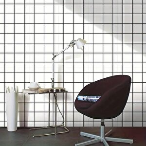60x30cm Shiny Siyah Çizgili Beyaz Kare Yapışkanlı Karavan Prefabrik Banyo Wc Duvar Kaplama Paneli