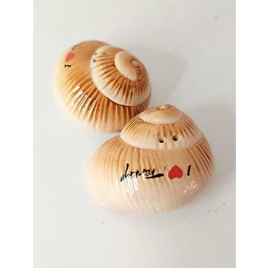 Tuzluk Biberlik Doğal Deniz Kabuğu Biblo Baharatlık Set Hediye Süs