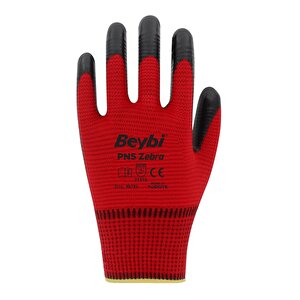 Polyester-nitril İş Eldiveni Pn5 Zebra No: 10 Kırmızı - 12 Çift