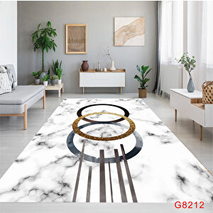 Beyaz Mermer Zemin Yolluk, Granit Desen, Koridor Halısı, Kaymaz Taban, Yıkanabilir Yolluk, Uzun Halı 120x180 cm