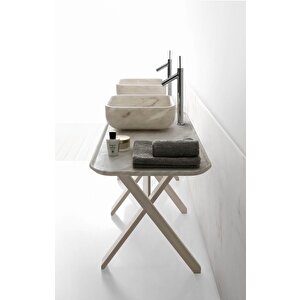 Carrara Beyaz Cilalı Mermer Kare Lavabo Yedsim06