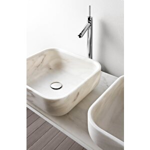 Carrara Beyaz Cilalı Mermer Kare Lavabo Yedsim06