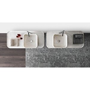 Carrara Beyaz Cilalı Mermer Kare Lavabo Yedsim06