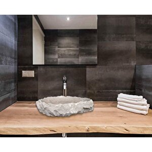 Seagrass Fosil Limestone Rustik El Yapımı Patlatma Çanak Lavabo Ntrstc16-l