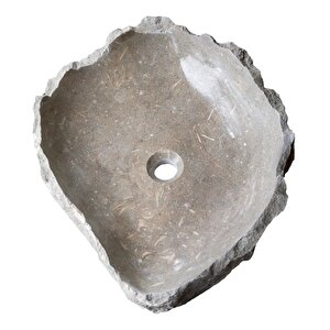 Seagrass Fosil Limestone Rustik El Yapımı Patlatma Çanak Lavabo Ntrstc16-l