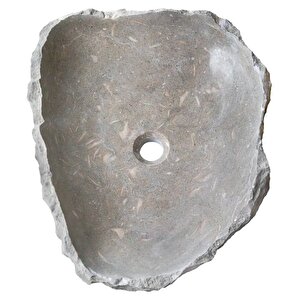 Seagrass Fosil Limestone Rustik El Yapımı Patlatma Çanak Lavabo Ntrstc16-m