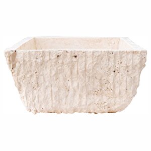 Troia Light Traverten Rustik El Yapımı Çanak Lavabo Ntrstc54