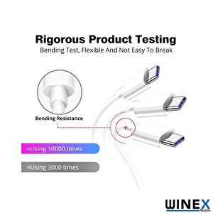 Winex 2in1 5a 120w Usba To Type-c Ve Lightning Hızlı Data Ve Şarj Kablosu 120cm