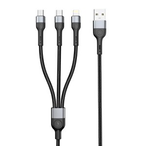 3in1 Pd 20w Lightning, Micro Ve Type-c Çıkışlı Şarj Ve Data Kablosu