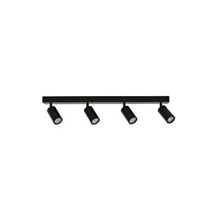 Rsylight Metal Modern Spor 4 Lü Siyah  Mafsallı Led Spot Avize Günışığı Ampullü