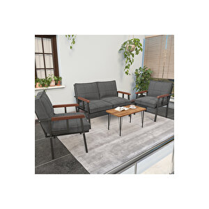 " Modern'' Cafe, Bahçe, Balkon Takımı  Metal Kanepe, Koltuk Takımı - 2 1 1 Sehbalı