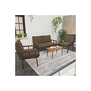 " Modern'' Cafe, Bahçe, Balkon Takımı  Metal Kanepe, Koltuk Takımı - 2 1 1 Sehbalı