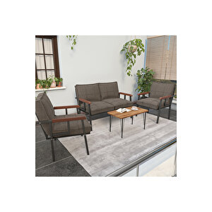 " Modern'' Cafe, Bahçe, Balkon Takımı  Metal Kanepe, Koltuk Takımı  - 2 1 1 Sehbalı