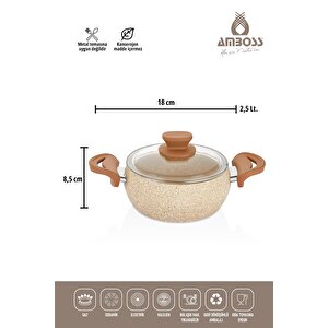 Fatso 6 Parça Güveç Granit Tencere Seti - Silikon Kulplar - Cappucıno