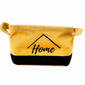 Sweety Home Jüt Hasır Ev Düzenleyici Mutfak Banyo Salon Sepeti Katlanır Sıvı Korumalı Küçük