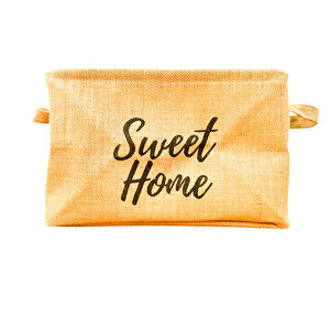 Sweet Home Jüt Hasır Ev Düzenleyici Mutfak Banyo Salon Sepeti̇ Katlanır Sıvı Korumalı Küçük