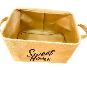 Sweet Home Jüt Hasır Ev Düzenleyici Mutfak Banyo Salon Sepeti̇ Katlanır Sıvı Korumalı Küçük