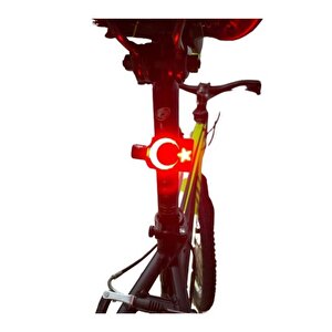 Epic Usb Turkish Flag Led Işıklı Bisiklet Arka Stop Türk Bayrağı