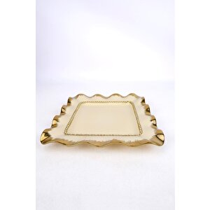 Digithome Avangarde Kare Sunum Ve Servis Tabağı 26 Cm Gold