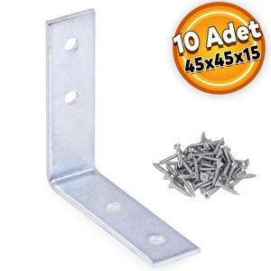 Mobilya Dolap Köşe Bağlantı Sabitleme L Demir Köşebent Gönye 45x45x15 Mm (10 Adet)