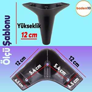 Aspen 6'lı Set Mobilya Tv Ünitesi Çekyat Koltuk Kanepe Destek Ayağı 12 Cm Siyah Baza Ayak M8 Destek