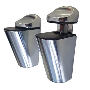 Pelikan Ayarlanabilir Etajer Cam Tutucu Ahşap Raf Tutucu Cam Etejeri Metal Vidalı Krom (4 Adet)