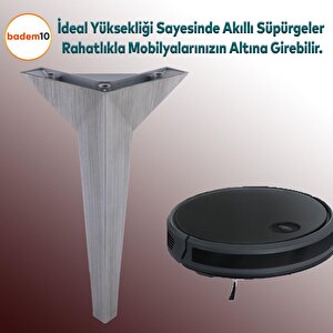 Moderno Mobilya Kanepe Tv Ünitesi Konsol Koltuk Ayağı Saten Gri Eskitme 23 Cm Ayakları