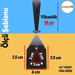 Harvey Lüks Mobilya Kanepe Tv Ünitesi Koltuk Ayağı 18 Cm Siyah Konsol Ayakları