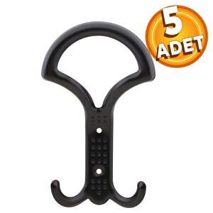 Noktalı Portmanto Vestiyer Duvar Askısı Metal Dolap Elbise Askılığı Siyah (5 Adet)