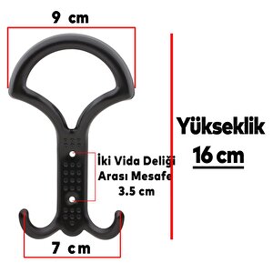 Noktalı Portmanto Vestiyer Duvar Askısı Metal Dolap Elbise Askılığı Siyah (5 Adet)