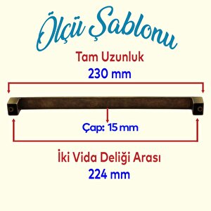 Bihter Mobilya Mutfak Dolabı Çekmece Dolap Kapak Kulpu Kulbu Metal Kulpları Siyah (224 Mm-22.4 Cm)