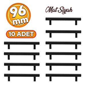 Gül Boylu Mobilya Dolap Kapak Çekmece Kulpu Kulbu 96 Mm Mat Siyah Metal Kulp 10 Adet