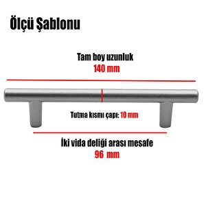 Gül Boylu Çekmece Dolap Kapak Kulpu Kulbu 96 Mm Mat Krom Metal Kulp 10 Adet