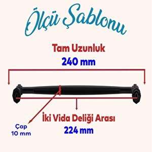 Sütun Mobilya Mutfak Dolabı Çekmece Dolap Kapak Kulpu Kulbu Metal 224 Mm Siyah Kulp
