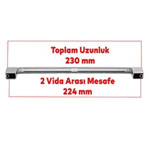 Gölcük Düz Mobilya Mutfak Dolabı Çekmece Dolap Kapak Kulpu Kulbu Krom 224 Mm Metal Kulp
