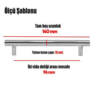 10 Adet Gül Boylu Mobilya Mutfak Dolap Çekmece Dolabı Metal Kulpu Kulbu Kulpları Parlak Krom 96 Mm