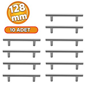 Gül Boylu Çekmece Dolap Kapak Kulpu Kulbu 128 Mm Mat Krom Metal Kulp 10 Adet