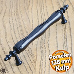 Gül Gerçek Porselen Siyah 128 Mm Kulplar Mobilya Mutfak Dolabı Çekmece Dolap Kapak Kulpu Kulbu