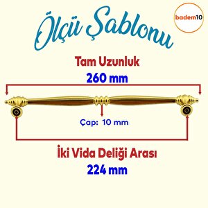 Petek Mobilya Mutfak Dolabı Çekmece Dolap Kapak Kulpu Düz Metal Kulbu Kulp Kulpları 224 Mm Altın