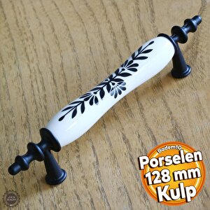 Gül Gerçek Porselen Siyah Beyaz 128 Mm Kulplar Mobilya Mutfak Dolabı Çekmece Dolap Kapak Kulpu Kulbu