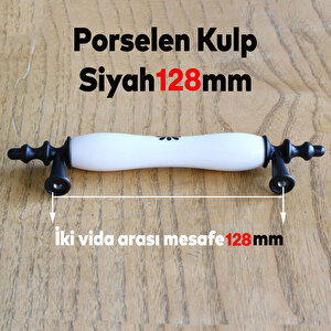 Gül Gerçek Porselen Siyah Beyaz 128 Mm Kulplar Mobilya Mutfak Dolabı Çekmece Dolap Kapak Kulpu Kulbu