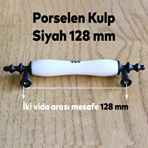 Gül Gerçek Porselen Siyah Beyaz 96 Mm Kulplar Mobilya Mutfak Dolabı Çekmece Dolap Kapak Kulpu Kulbu